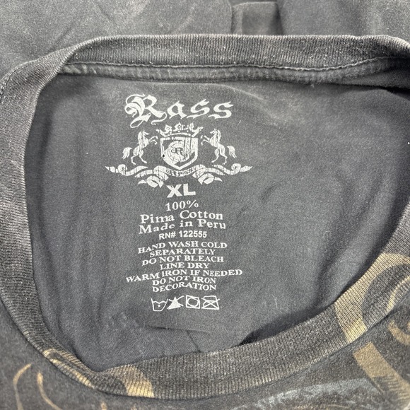 Y2K Rass Gothic Cross Knight‎ T Shirt Mens XL Black Pima Cotton Double Sided Emo - Picture 13 of 13